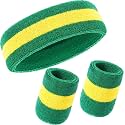WILLBOND 3 Pcs Sweatbands Headband Wristbands Set Bulk for Men Women