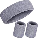 WILLBOND 3 Pcs Sweatbands Headband Wristbands Set Bulk for Men Women