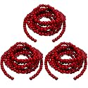 WILLBOND 3 Pcs Wooden Bead Garland 29.5 Ft Christmas Tree Vintage,Red