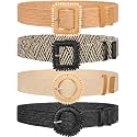 WILLBOND 4 Pcs Women Stretch Wide Straw Belt