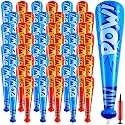 WILLBOND 48 Pcs 17 Inch Inflatable Baseball Bat Bulk Pump, Dark Blue,Red