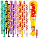 WILLBOND 48 Pcs 17 Inch Inflatable Baseball Bat Bulk Baseball Party Favors Carnival Prizes Inflatable Blow up Toy Bat with 1 Pump for Boy Girl Birthday Decor (Yellow Pink Green Black Purple and White)