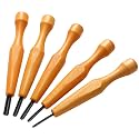 WILLBOND 5 Pcs Linoleum Carving Tool Set Wood Handle Linocut,Classic