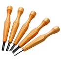WILLBOND 5 Pcs Linoleum Carving Tool Set Wood Handle Linocut,Assemble