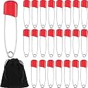 WILLBOND 50 Pcs Large Safety Pins for Clothes,with Bag, Red