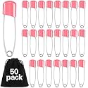 WILLBOND 50 Pcs Large Safety Pins for Clothes,with Bag, Pink