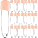 WILLBOND 50 Pcs Large Safety Pins for Clothes,with Bag, Peach