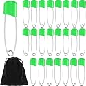 WILLBOND 50 Pcs Large Safety Pins for Clothes,with Bag, Green