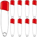 WILLBOND 8 Pcs Large Safety Pins for Clothes,with Bag, Red