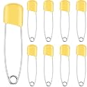 WILLBOND 8 Pcs Large Safety Pins for Clothes,with Bag, Yellow