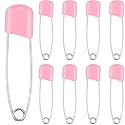 WILLBOND 8 Pcs Large Safety Pins for Clothes,with Bag, Pink