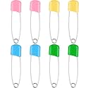 WILLBOND 8 Pcs Large Safety Pins for Clothes,with Bag, Four Colors