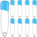 WILLBOND 8 Pcs Large Safety Pins for Clothes,with Bag, Blue