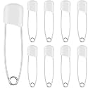 WILLBOND 8 Pcs Large Safety Pins for Clothes,with Bag, White
