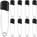 WILLBOND 8 Pcs Large Safety Pins for Clothes,with Bag, Black