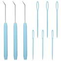 WILLBOND 9 Pcs Loom Knitting Hook with Plastic Sewing Needles,Blue