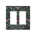 William Boho Floral Moris Flower Leaf Decorative 2 Gang Double GFCI Decorator Rocker Light Switch Cover Outlet Wall Plate Electrical Faceplate Screwless