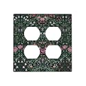 William Boho Floral Moris Flower Leaf 2 Gang 2 Duplex Combination Light Switch Cover Decorative Combo Dual Device Receptacle Switch Face Wall Plate