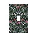 William Boho Floral Moris Flower Leaf Decorative 1 Gang Light Switch Cover Single Toggle Switch Wall Plate Cover Electrical Switchplate Faceplat Room Decor