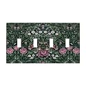 William Boho Floral Moris Flower Leaf Decorative 4 Gang Quad Toggle Light Switch Cover Plate Decorative Electric Quadruple Device Faceplate Switchplate Screwless