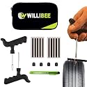 WILLIBEE 6-in-1 (Pack of 10 Strips) Tubeless Tyre Puncture Repair Kit for Car &amp; Bike | Heavy-Duty Puncher Kit (Includes Storage Bag)