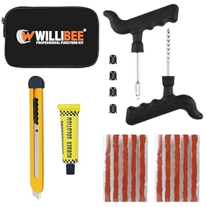 willibee 5-in-1 tubeless tyre puncture repair kit for car amp bike  heavy-duty compact puncher kit  essential flat tyre emergency kit