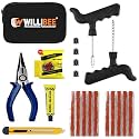 WILLIBEE 11-in-1 (Pack of 10 Strips) Tubeless Tyre Puncture Repair Kit for Car &amp; Bike | Heavy-Duty Puncher Kit (Includes Storage Bag)
