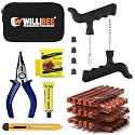 WILLIBEE 11-in-1 (Pack of 30 Strips) Tubeless Tyre Puncture Repair Kit for Car & Bike | Heavy-Duty Puncher Kit (Includes Storage Bag)
