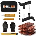 WILLIBEE 9-in-1 (Pack of 30 Strips) Tubeless Tyre Puncture Repair Kit for Car, Bike, Scooter & SUV - Universal Emergency Tyre Fix Tool Set, Flat Tire Puncher Repair Kit (with Storage Bag).