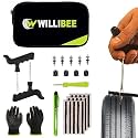 WILLIBEE 9-in-1 (Pack of 15 Strips) Tubeless Tyre Puncture Repair Kit for Car & Bike | Heavy-Duty Puncher Kit (Includes Storage Bag)