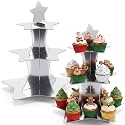 Willinglong 2 Pcs 3 Tier Star Cupcake Stand Silver Cupcake Stand