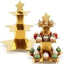 Willinglong 2 Pcs 3 Tier Star Cupcake Stand Golden Cupcake Stand