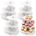 Willinglong 4 Pcs 3 Tier Heart Cupcake Stand White Cardboard Cupcake Stand
