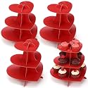 Willinglong 4 Pcs 3-Tier Heart Cupcake Stand Red Cupcake Stands