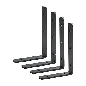 wily l shape heavy duty angle brackets 4 nos for wall shelf with matching screws amp black powder coated surfaces 16 x 11 x 25 cm5 mm thick mild steel