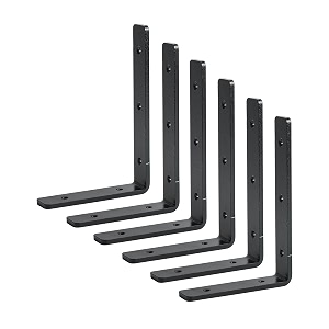 wily l shape heavy duty angle brackets 6 nos for wall shelf with matching screws amp black powder coated surfaces 16 x 11 x 25 cm5 mm thick mild steel