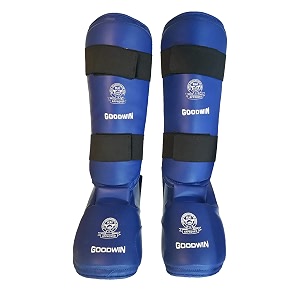 be win kai approved goodwin molded karate shin guard blue large
