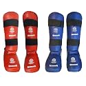 Be Win Kai Approved Goodwin Molded Karate Shin Guard (Red and Blue, Medium)