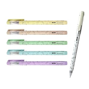 win summer ball  20 pen 10 blue ink amp 10 black ink  cute printed design  07 mm diamond cut tip  pen for students  smooth writing  elastro grip  school and office stationery
