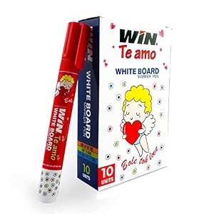 win te amo white board marker  10 red ink markers  easily eraseable ink amp refillable markers  bullet tip for bold writing  stationery for school amp office use  budget friendly affordable markers
