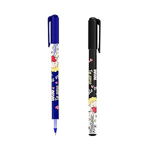 win te amo ball pens  40 pens 20 blue ink amp 20 black ink  stylish printed body with angel amp heart  07mm tip  pens for writing  school office amp business  stationary set