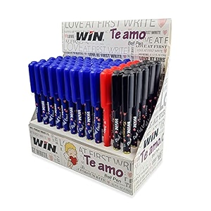 win te amo ball pens  60 pens 45 blue ink10 black ink amp 5 red ink  the magic of gel in a ball pen  stylish body with angel amp hearts  pens for writing  07 mm tip  perfect for students amp exams