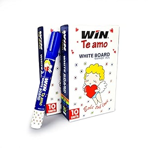 win te amo white board marker pack of 20 blue ink markers  easily eraseable ink amp refillable markers  bullet tip for bold writing  stationery for school amp office use  marker pen