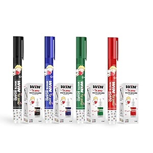 win te amo white board marker  8 markers 2 blue 2 black 2 red amp 2 green ink marker  easily erasable ink amp refillable markers  bullet tip for bold writing  school amp office stationery