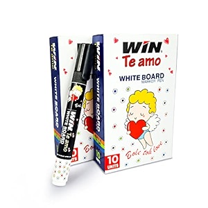 win te amo white board marker  pack of 20 black ink markers  erasable amp refillable ink  bullet tip for bold writing  ideal for school amp office use  stationery items  affordable markers