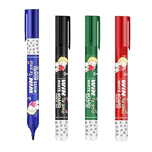 win te amo white board marker  8 markers 2 blue 2 black 2 red amp 2 green ink marker  easily erasable ink amp refillable markers  bullet tip for bold writing  school amp office stationery