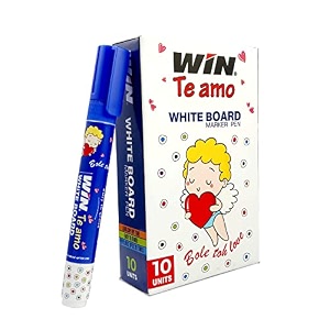 win te amo white board markers  10 blue ink marker  erasable ink amp refillable markers suitable for multipurpose usage  smudge free writing  stationery items  ideal for school amp office use
