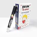 WIN Te Amo White Board Marker | Pack of 10, Black Ink Markers | Highlighter Pen | Bullet Tip for Bold Writing | Erasable Ink &amp; Refillable Marker Pen | School &amp; Office Use | Stationery Items