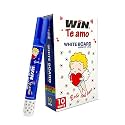 WIN Te Amo White Board Markers | 10 Blue Ink Marker | Erasable Ink &amp; Refillable Markers |Suitable for Multipurpose Usage | Smudge Free Writing | Stationery Items | Ideal for School &amp; Office Use