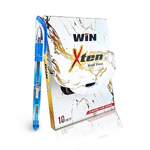 win x-ten 10 blue pens  pens set for writing  pens for students  comfortable grip 06mm tip  smooth flow of ink  long lasting pens ideal for students  perfect pens for exams